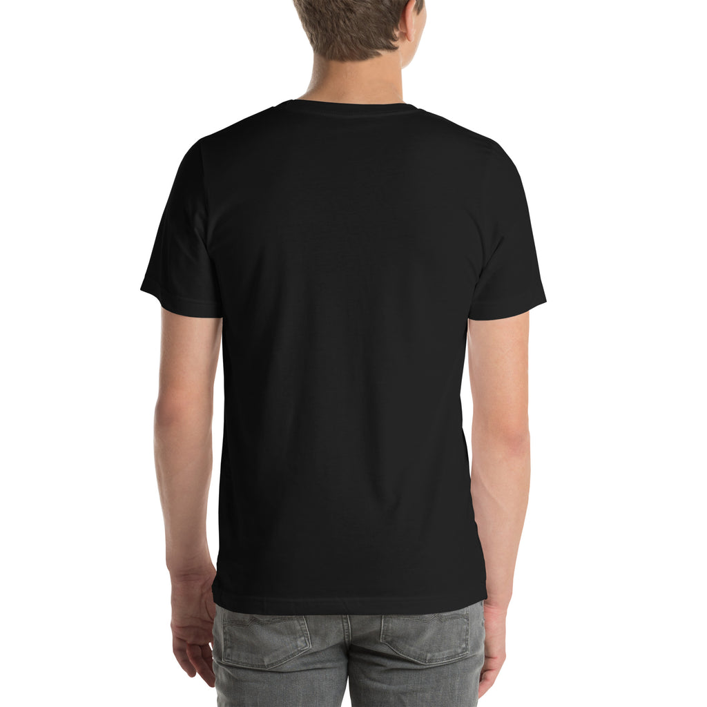 Stack Hero tee READ MORE — cute reading robot graphic tee mockup