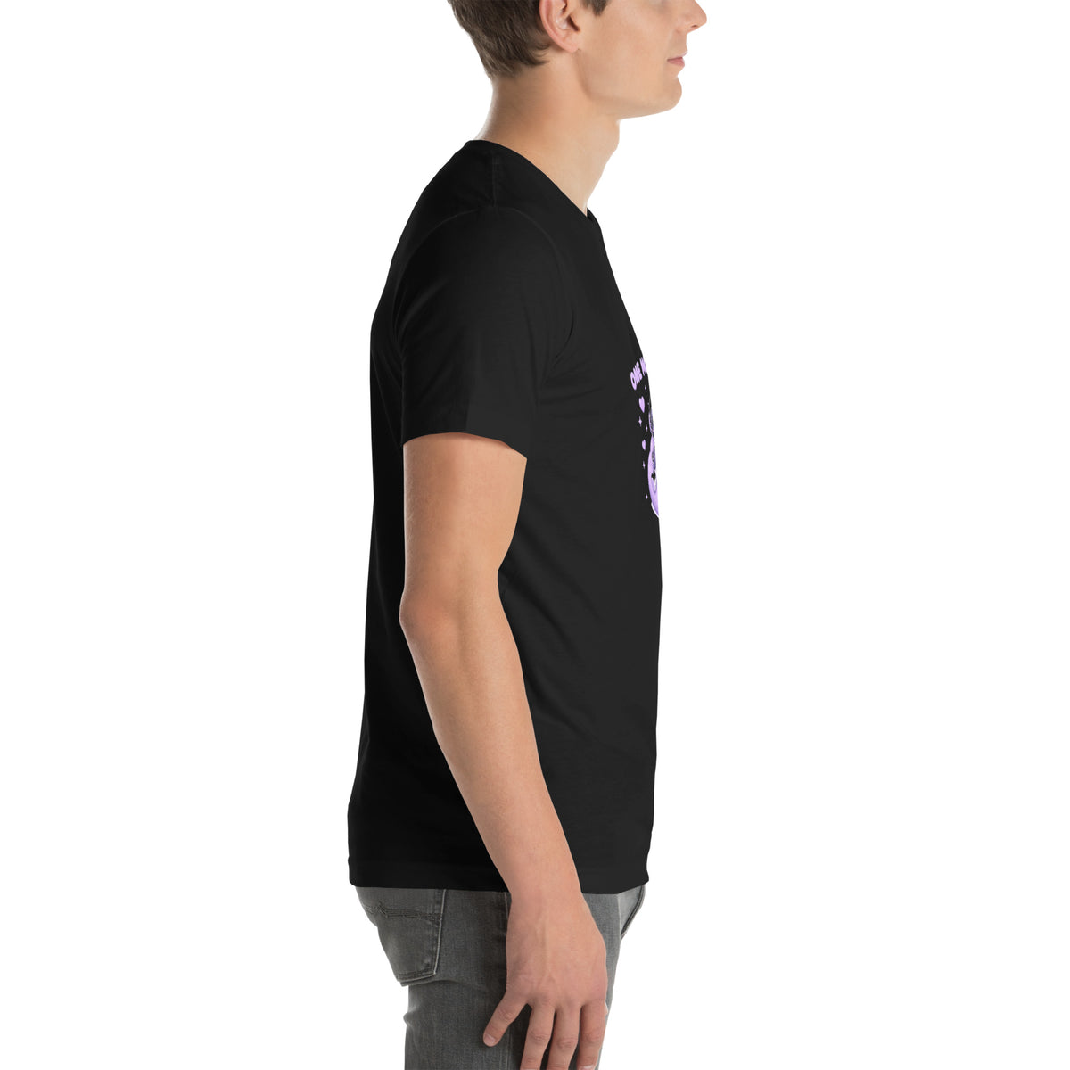 Pixel Hero tee ONE MORE LEVEL — cute gaming robot graphic tee mockup