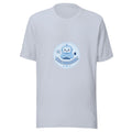 Debug Badge tee STILL DEBUGGING — cute coding robot graphic tee mockup