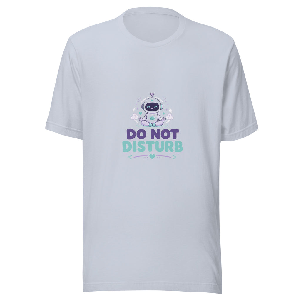 Focus Hero tee DO NOT DISTURB — cute focus robot graphic tee mockup