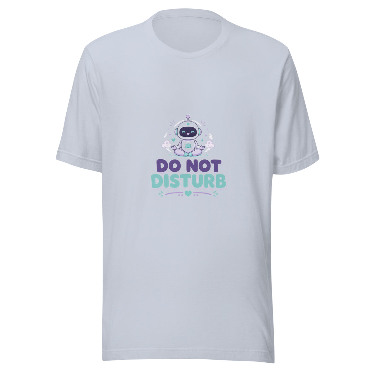 Focus Hero tee DO NOT DISTURB — cute focus robot graphic tee mockup