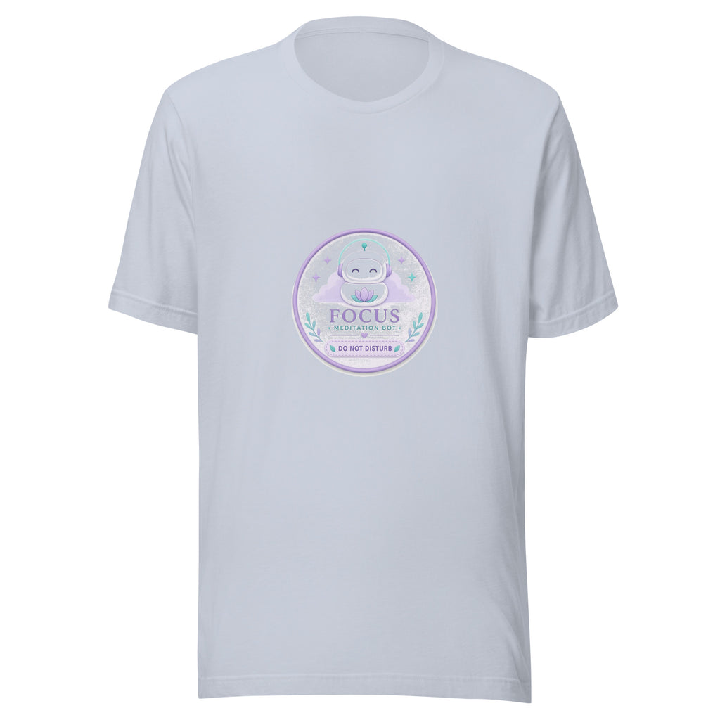 Focus Badge tee DO NOT DISTURB — cute focus robot graphic tee mockup