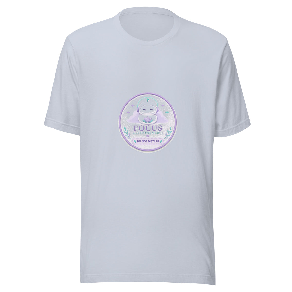 Focus Badge tee DO NOT DISTURB — cute focus robot graphic tee mockup