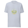 Fetch Badge tee OUTSIDE MODE — cute dog walk robot graphic tee mockup