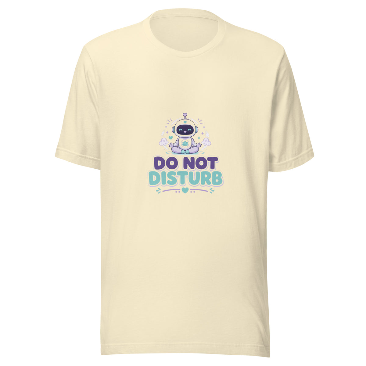 Focus Hero tee DO NOT DISTURB — cute focus robot graphic tee mockup