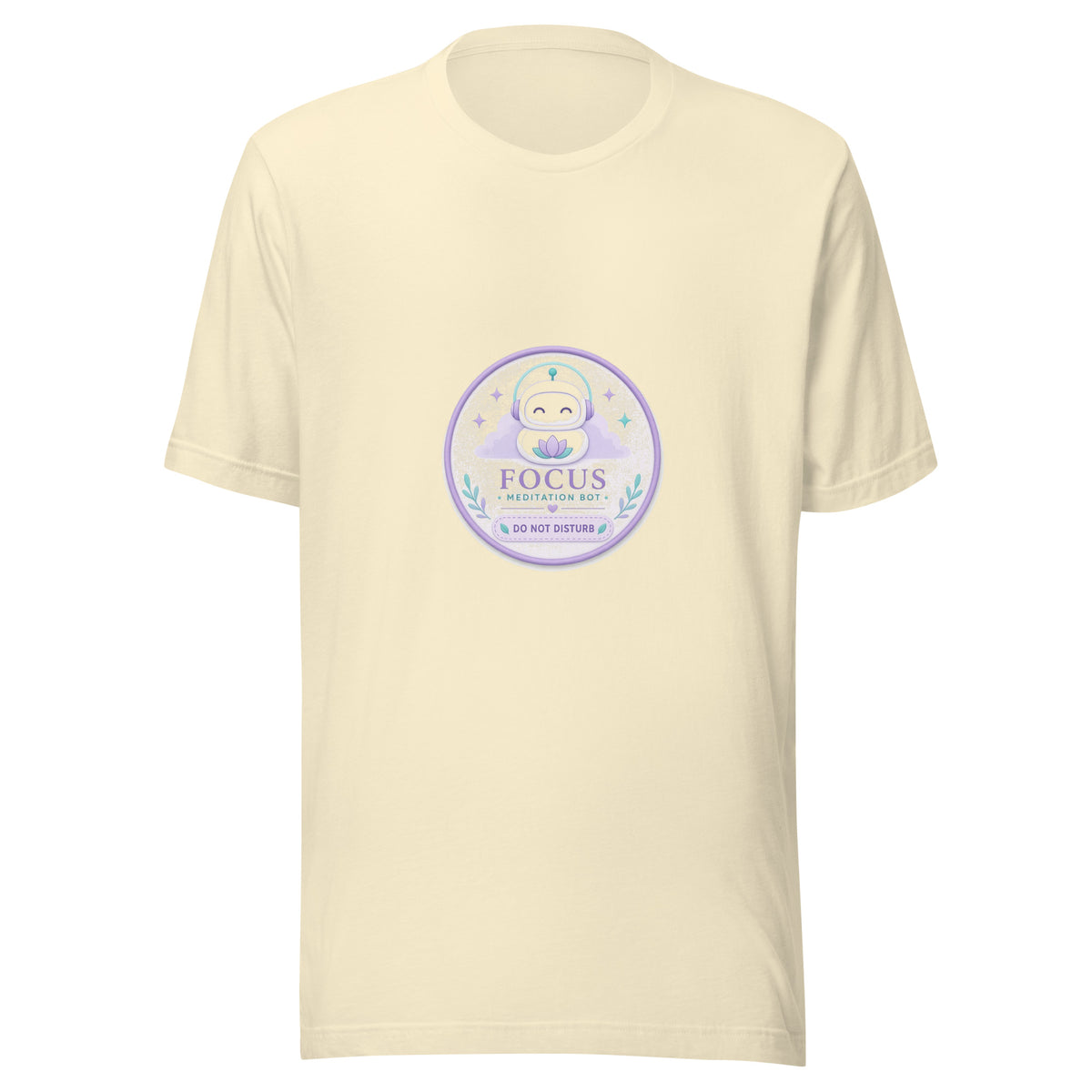 Focus Badge tee DO NOT DISTURB — cute focus robot graphic tee mockup