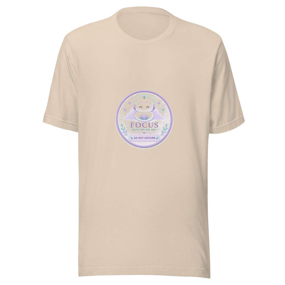 Focus Badge tee DO NOT DISTURB — cute focus robot graphic tee mockup