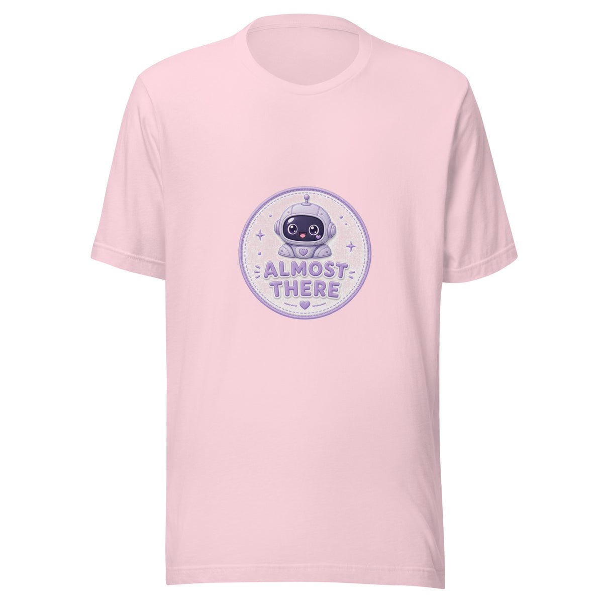 Dash Badge tee ALMOST THERE — cute commute robot graphic tee mockup