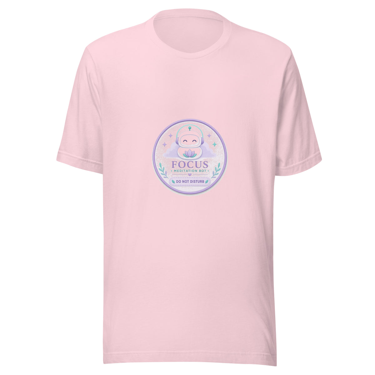 Focus Badge tee DO NOT DISTURB — cute focus robot graphic tee mockup